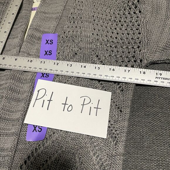 NWT Leo & Nicole Open Front Loose Knit Cardigan Lightweight Gray Women's X-Small - Picture 7 of 10
